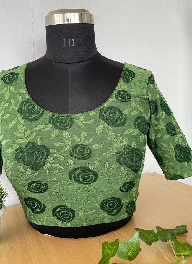 Polyster Green Casual Wear Printed Readymade Blouse